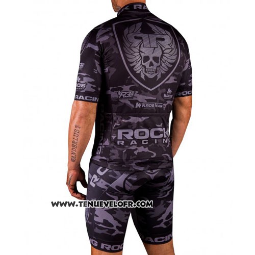 2016 Maillot Ciclismo Rock Racing Marron et Gris Manches Courtes et Cuissard